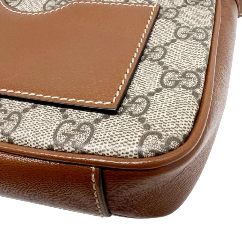 GUCCI GG Supreme Padlock Shoulder Bag Leather Brown Black - Picture 6 of 10